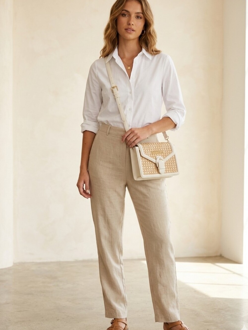 Madison West The Jolene Cane Weave Crossbody Bag - Like New